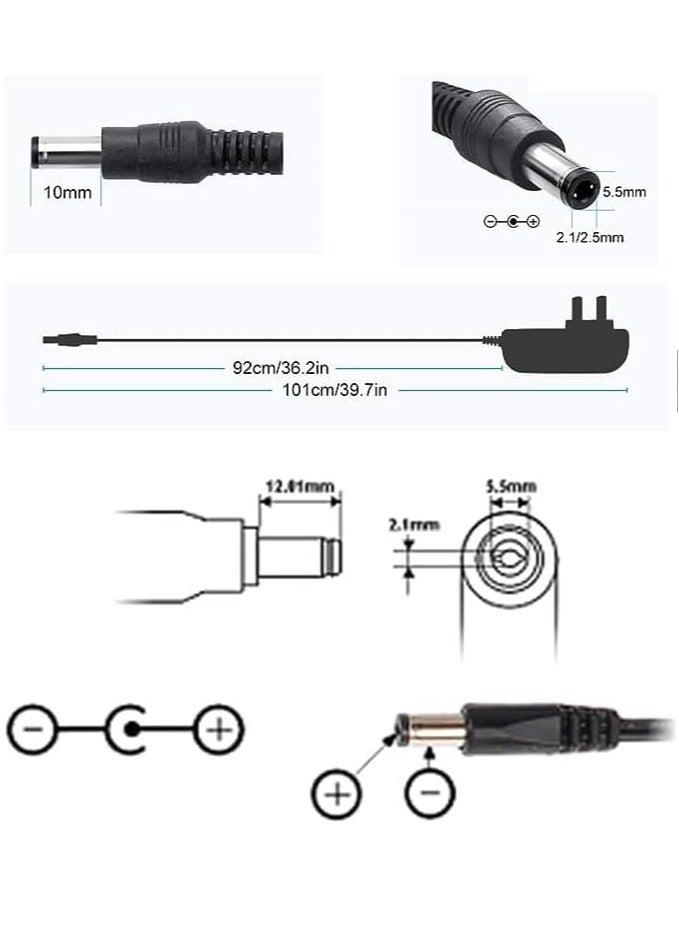 Hivision Universal Power Adapter 12V 2A – AC 100-240V to DC Wall Plug – 1m Cable – UK Plug – Black – For LED Lights, Routers, Monitors and Other Devices - Image 5